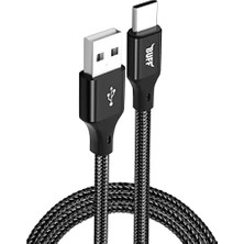 Ertürk Store BL71 USB To Type-C 2.4A 1.2m Örgülü Data ve Şarj Kablosu, Siyah