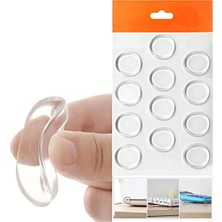Ertürk Store BADEM10 Yapışkanlı Cam Tutucu Şeffaf Mobilya Raf Ses Tutucu, 18 Mm, 12'li