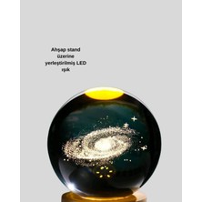 Göz Alıcı Samanyolu Desenli LED Masa Lambası Ahşap Standlı