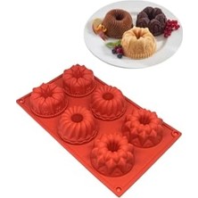 Ertürk Store Kalıp, Ckm Silikon Muffin 3D Figürlü 6'lı Kek Çörek Çikolata Kalıbı Silikon Muffin Kırmızı