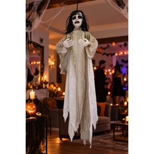 Dodomar Halloween Cadılar Bayramı Hayalet Kadın 130 cm Sensörlü Sesli Işıklı Asılabilir Korku Dekoru