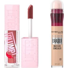 Ertürk Store Lifter Plump Dudak Parlatıcısı 005 Peach Fever & Instant Anti Age Eraser Kapatıcı, 01 Light, 6.8 ml Makyaj Seti