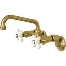 Ertürk Store KS613SB 2 Saplı Duvara Monte Mutfak Bataryası, Fırçalanmış Pirinç