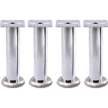 Ertürk Store 4 Adet Metal 15 cm Gümüş Dayanıklı Tablalı Krom Mobilya Ayağı Koltuk Kanepe Tv Ünite Ayağı Ayakları