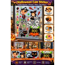 Dodomar Halloween Cadılar Bayramı Cam Sticker Cadı Korsan Kedi Balkabağı Pencere Vitrin Dekorasyonu