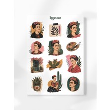 Henno Frida Kahlo Temalı Tekli Sticker (A6 10,5X14,8 Cm) | Ajanda, Defter, Çıkartma