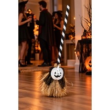 Dodomar Halloween Cadılar Bayramı Dans Eden Yürüyen Süpürge Sesli Işıklı Beyaz Balkabağı Dekoru 79 cm