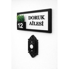 Ertürk Store Kişiye Özel Ahşap Kapı Isimliği Çiçekli Antrasit – 10X20 cm Mdf Dekoratif Kapı Tabelası (Beyaz)