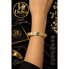Çelik Ajda Bilezik 3 Lü Set 22 Ayar Kaplama Şık ve Zarif Model