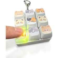 Ertürk Store Işıklı Klavye Stres Giderici Anahtarlık Mekanik Tuş 9 Tuşlu Kawaii Kedili, Mekanik Tuşlar, 9 Tuş, Işıklı Tasarım, Stres Giderici, Köpek Figürlü