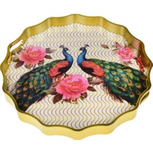 Camsa Yuvarlak Papatya Cam Tepsi Gold CMS-1030