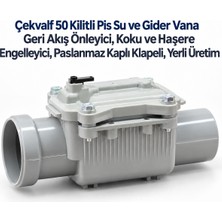Teletek Pis Su ve Gider Vana Çekvalf 50 Kilitli Geri Akış Önleyici, Koku ve Haşere Engelleyici, Paslanmaz Kaplı Klapeli, Yerli Üretim