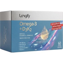 Tr Omega 3 + D3K2, Yüksek Epa & Dha, Vitamin D3, Vitamin K2 (Mk7), Vitamin E, Balık Yağı, 60 Yum