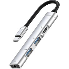 Tr Usb-C Hub Docking Station - USB Hub 4-In-1, Type-C & USB 3.0 Çoklayıcı Adaptör, 3.5mm Kulakl�