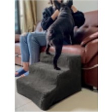 Fermuarlı Kedi Köpek Merdiveni, 3 Basamak, Gri