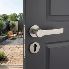 Elovias System Pantos Fırçalı Nikel Saten Rozetli Kapı Kolu (HA265RO22 Elx2)