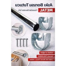 Krom Oval Boru Askı Flanşı, Gardırop Için 2 Adet Set