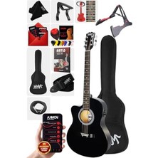 Siyah Elektro Akustik Gitar Seti, 40 Inç ve Yetişkin Kullanımı Için
