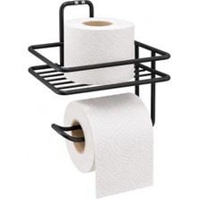 Yapışkanlı Siyah Raflı Tuvalet Kağıtlığı, Banyo Organizer