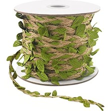 Ertürk Store Doğal Jüt Sicim, 5 mm Yapay Yapraklı, Jüt Sicim Ipi El Sanatları Için Kendin Yap Sarma Düğün Bahçe Ev Dekoru, Doğum Günü Safari Ormanı Temalı Parti (1 Rulo x 66 Feet)