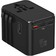 Ertürk Store 45W Şarj Cihazı 2x USB ve 3x Type-C Girişli Universal Seyahat Adaptörü, Priz Dönüştürücü 200’DEN Fazla Ülke ile Uyumlu, Abd, Ingiltere, Aus, Ab