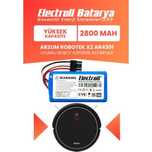 Electroll Arzum Robotek X2 AR4301 Uyumlu Batarya (Yüksek Kapasite) 2800MAH Pil Akıllı Robot Süpürge Bataryası