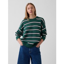Gap Kadın Koyu Yeşil 100% Pamuk Oversized Kazak