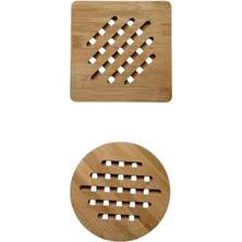 Ertürk Store Bambu Nihale, Yuvarlak ve Kare Çizgili, 17 Cm, Doğal Ahşap