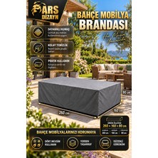 Ars Dizayn Bahçe Mobilya Brandası 260X160X80 cm Masa Sandalye Koruma Örtüsü Kılıf Gri Su Geçirmez