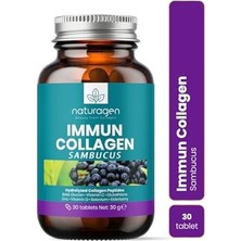 Ertürk Store Immun Collagen 30 Tablet Bağışıklık Güçlendirici Hidrolize Kolajen Peptitleri Tip 1 3 + B. Glukan + Vitamin A B6 B12 C D E + Glutatyon + Çinko Takviyesi (30 Tablet, Sambucus(Karamürver))