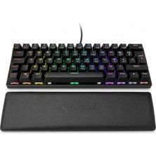 Gameagle %60 Kablolu RGB Mekanik Oyuncu Klavyesi, Deri Bilek Destekli, Anti-Ghosting, 19 RGB Mod, Siyah Kırmızı Switch