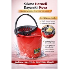 Ertürk Store 12 L Kırmızı Sıkma Aparatlı Yuvarlak Mop Kovası