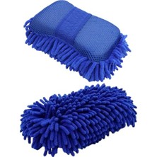 Ertürk Store Mikrofiber Araba Yıkama Süngeri, Bir Yüzü Makarna, Diğer Yüzü Mop Bezi, Mavi, 1 Adet
