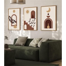 Tr Güneşin Izinde Soyut Çerçeve Görünümlü 3'lü Mdf Tablo 40 x 60