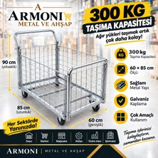 Armoni Metal Yük Taşıma Arabası Kafesli 60X85 cm Galvaniz Kaplama Yan Kısımlar Sök-Tak Dayanıklı Malzeme Özellikleri