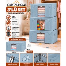 Capital Home 3 Lü Set Büyük Boy 60 x 42 x 40 cm Hurç Çelik Iskeletli+ Şeffaf Pencereli+Çift Fermuarlı