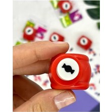 Kırmızı Mini Delgeç, Şeker Desenli, Tek Ebat, Çok Renkli