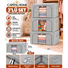 Capital Home 3 Lü Set Büyük Boy 60 x 42 x 40 cm Hurç Çelik Iskeletli+ Şeffaf Pencereli+Çift Fermuarlı