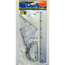 Mavi Renkli 30 cm Geometrik Set, 4 Parça Cetvel ve Açı Ölçer