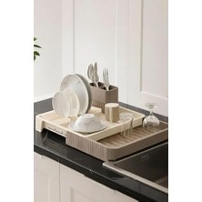 Ertürk Store Krem Rengi Uzayabilir Sürgülü Bulaşık Sepeti, Lavabo/tezgâh Üstü Açılır Kapanır Bulaşıklık Kurutma Sepeti