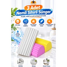 Fine Clean 3 (Adet) Nemli Sihirli Sünger Su Emici ve Mutfak Temizlik Süngeri Çok Amaçlı Temizlik Detay Süngeri