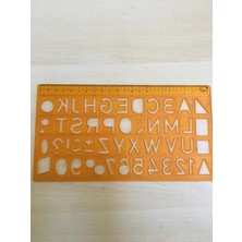 Turuncu A4 Şablon Cetveli, 21X29,7 Cm, Büyük Harf ve Rakam Şablonları