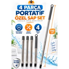 Fine Clean 4 Parça Portatif Özel Sap Set Tüm Marka Model Pas Paslara Uyumlu Çek Pas Mop Fırçası Sopası (110 Cm)
