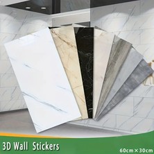 Ry Collections 60*30 .cm Beyaz Mermer Desenli Alüminyum Plastik Duvar Sticker Kendinden Yapışkanlı