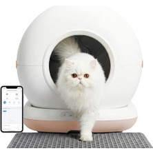 Haustier CB001 Akıllı Otomatik Kedi Tuvaleti, App ile Uzaktan Kontrol, 75LT Hazne, 7lt Çöp Haznesi, Ağırlık Sensörlü (Bej)
