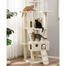 Reyo Pet Residence Kedi Tırmalama Evi Beyaz 170 x 60 x 50 cm