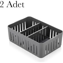 2 Adet Dolap Içi Düzenleyici Dolap Çekmece Makyaj Organizer (Gri)