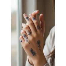 Ertürk Store Tarz Çiçekler Yarı Kalıcı Minimal Parmak Dövmeleri Yapıştırma Geçici Dövmeler 12X7 cm