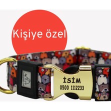 Ertürk Store Kişiye Özel Isimli- Künyeli Orta ve Büyük Irk Ayarlanabilir Köpek Boyun Tasması 2,5 cm Yeni Desen 1-M