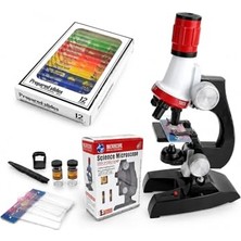 Ertürk Store Eğitici Çocuk Mikroskop Kiti LED Işıklı Zoomlu 100X 400X 1200X Büyütmeli Bilim Seti
